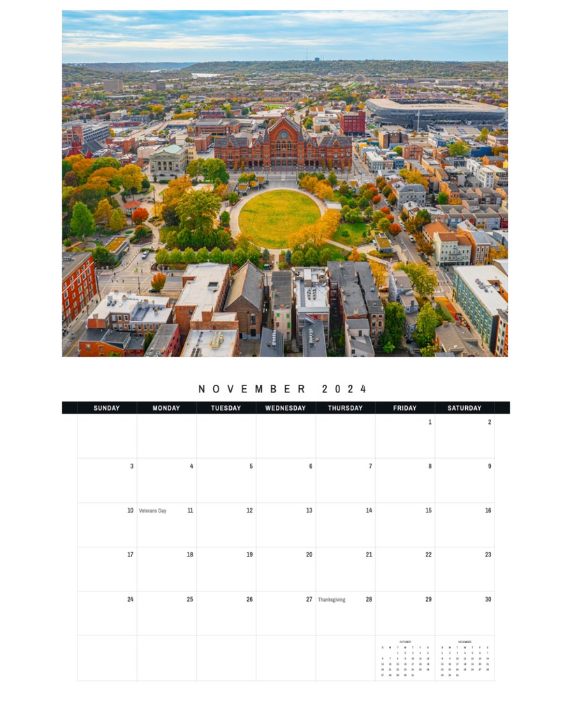 2024 Cincinnati Wall Calendar (11 x 8.5 in) Ben Wright Photography