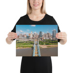 Cincinnati Skyline With Roebling Bridge Daytime Canvas