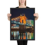 Roebling Bridge Night Colors Framed