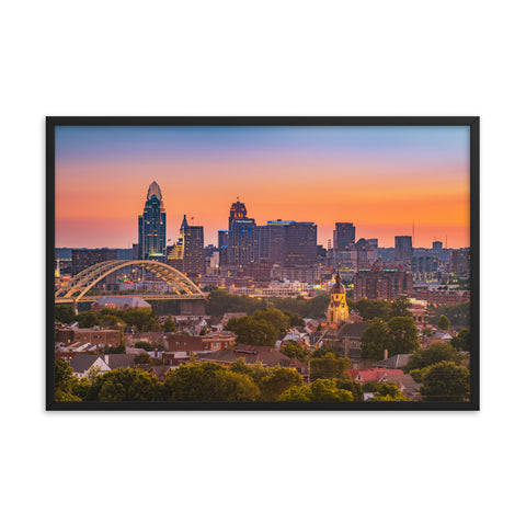 Cincinnati Sunset From Kentucky Framed